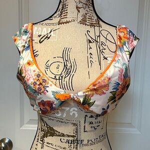 Tropical Floral Bikini set - Orange and White